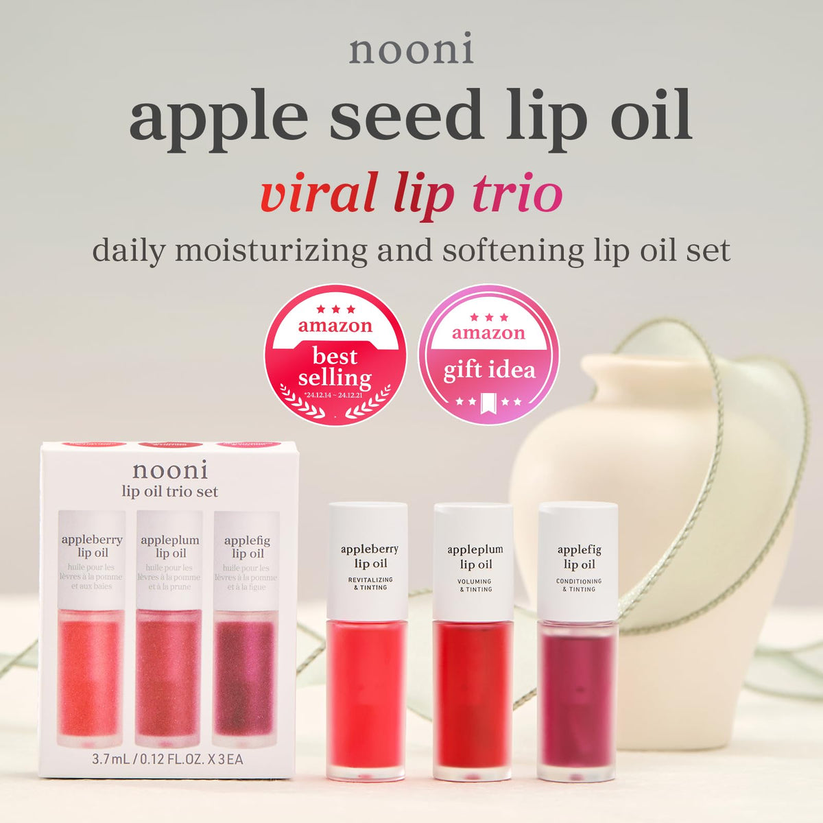 NOONI texture close-up of Appleberry gloss highlighting smooth, hydrating shine