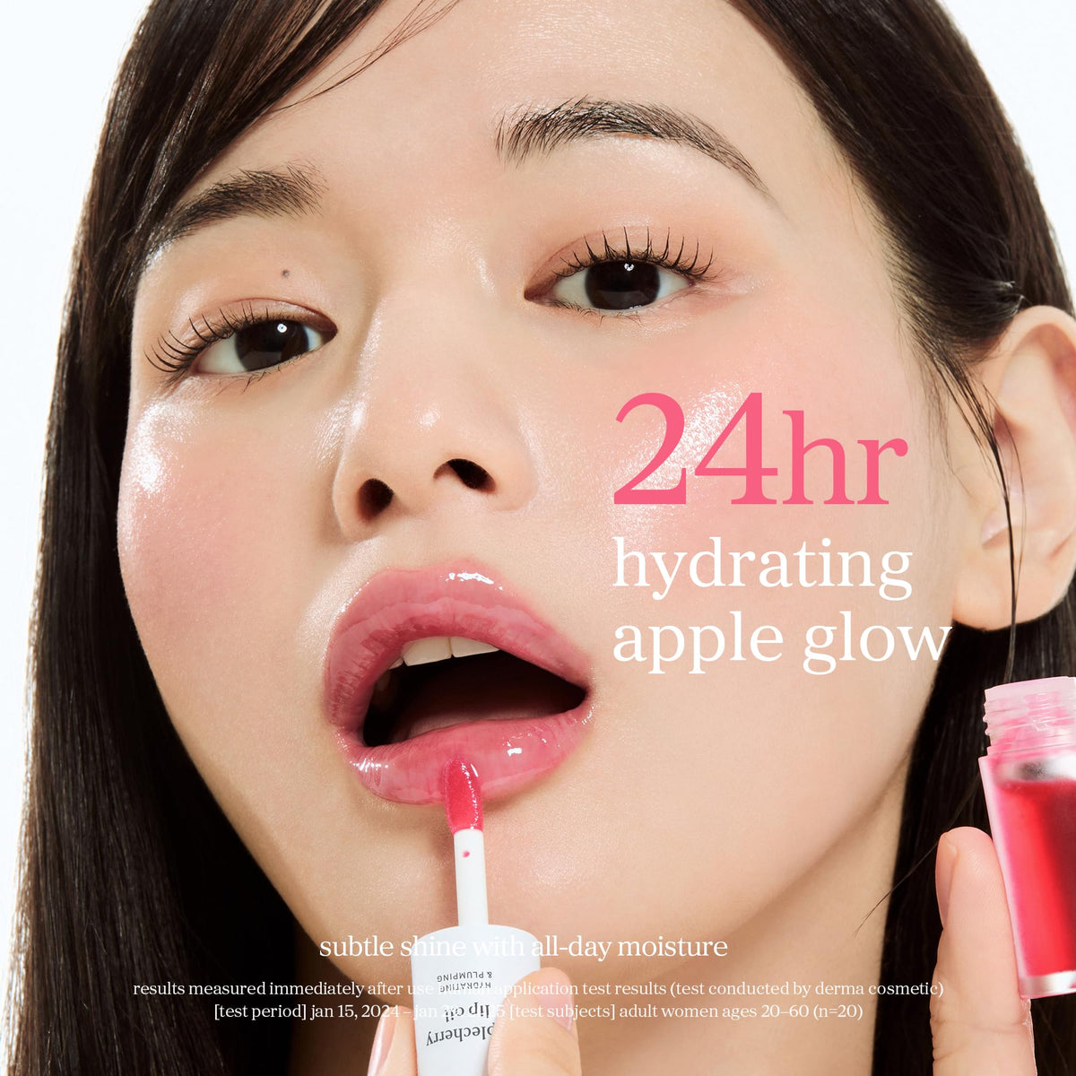 NOONI Applecherry ingredients flatlay with apple seed oil and raspberry extract benefits