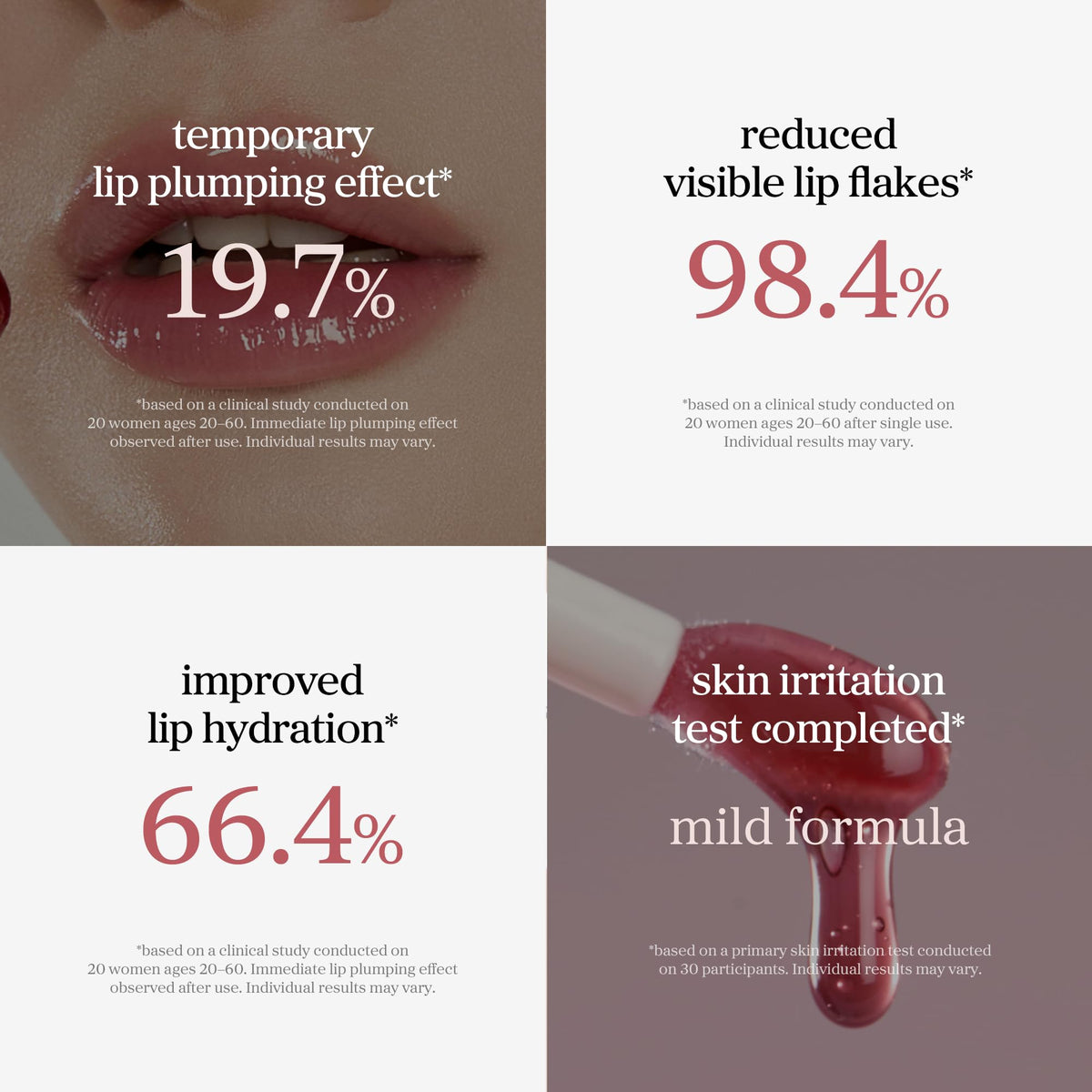 NOONI lip oil applied on lips demonstrating natural tint and plumping benefit
