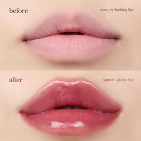 NOONI lip before and after demonstrating hydration and visible tint benefits
