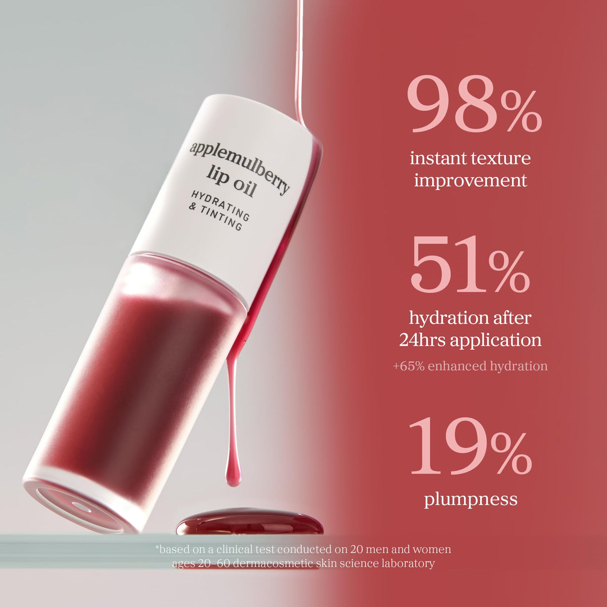NOONI swatch on skin revealing Applemulberry tint and long-lasting color