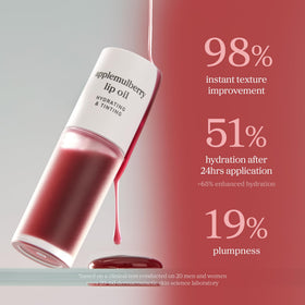 NOONI swatch on skin revealing Applemulberry tint and long-lasting color
