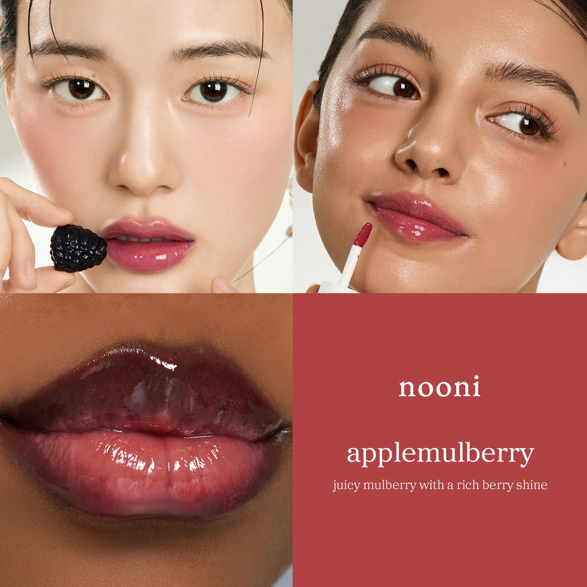NOONI texture close-up highlighting glossy non-sticky oil finish and shine
