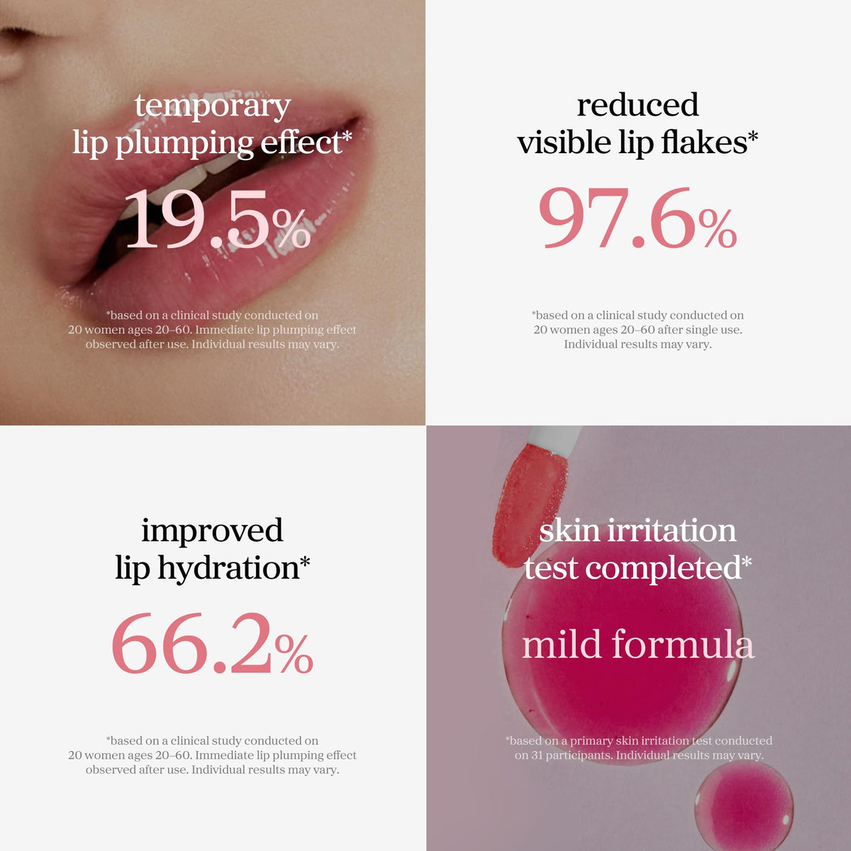 NOONI lips before and after showing fuller, hydrated appearance