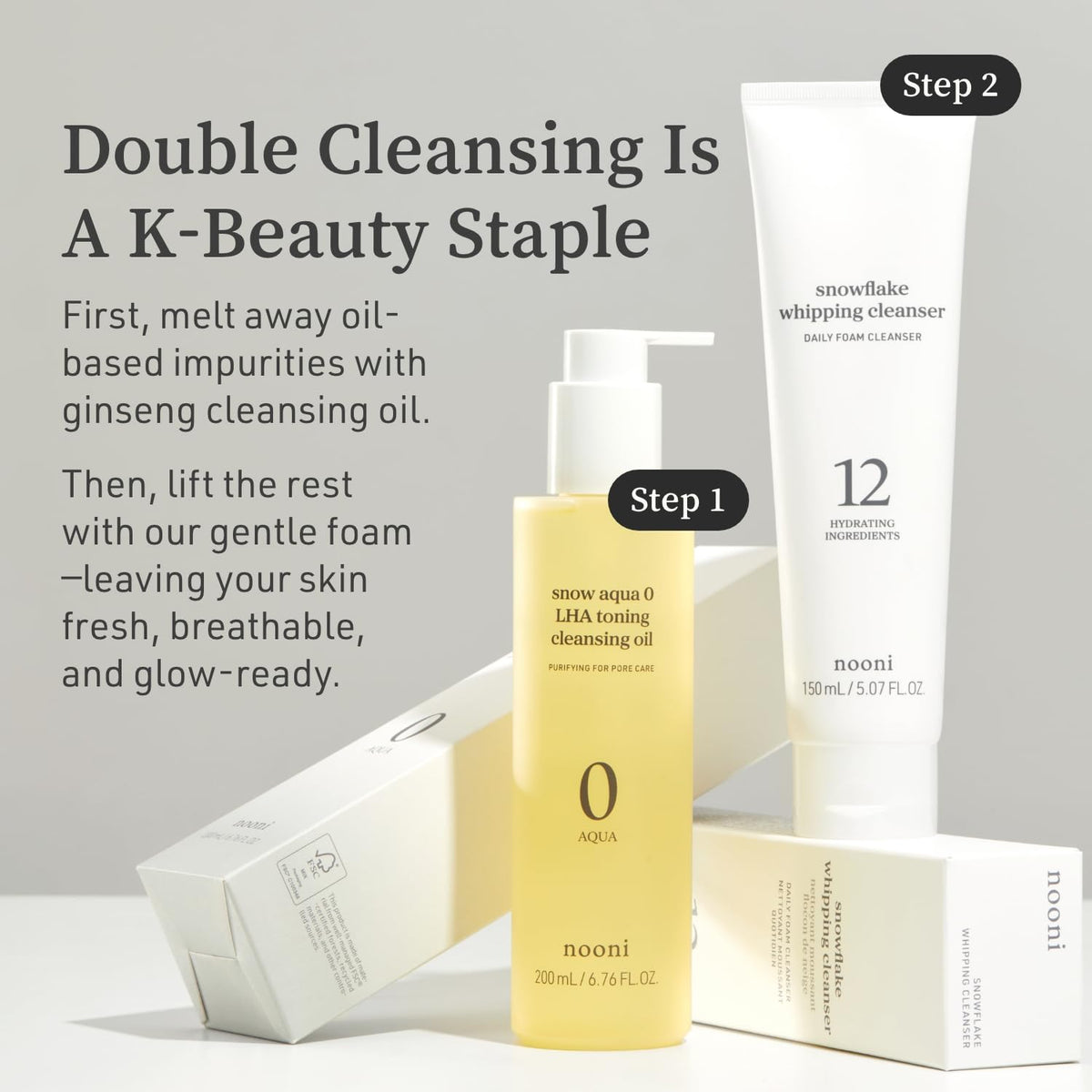 NOONI on bathroom shelf styled for minimalist skincare routine inspiration