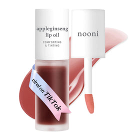 NOONI front packaging showing Appleginseng lip oil, glossy hydration benefit