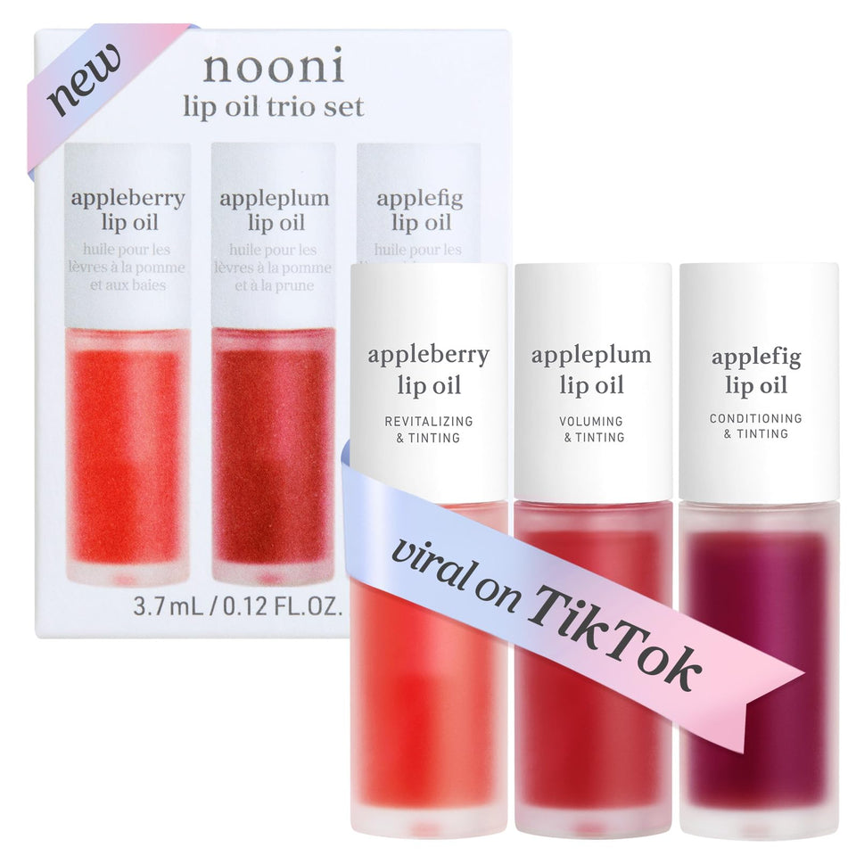 NOONI front packaging trio showing three gloss tubes and bright labels for gifting benefit