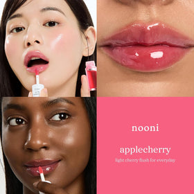 NOONI Appleberry applied on lips demonstrating natural tint and moisturizing effect