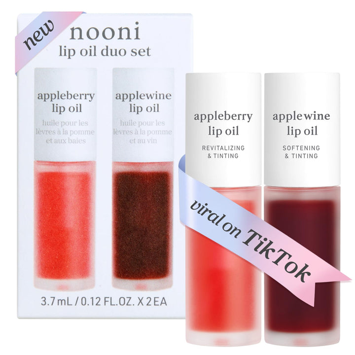 NOONI front packaging showing both Appleberry and Applewine shades and portability benefit