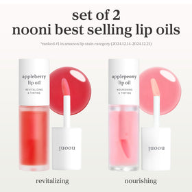 NOONI swatches on arm of Appleberry and Applepeony showing sheer tint benefit