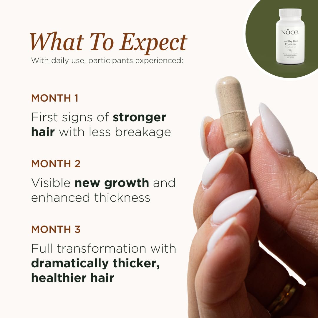 NOOR HAIR capsule close-up highlighting texture and pill size for dosing clarity