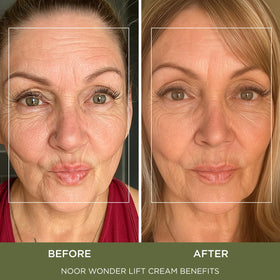 NOOR HAIR application demo of cream being massaged into facial skin for hydration