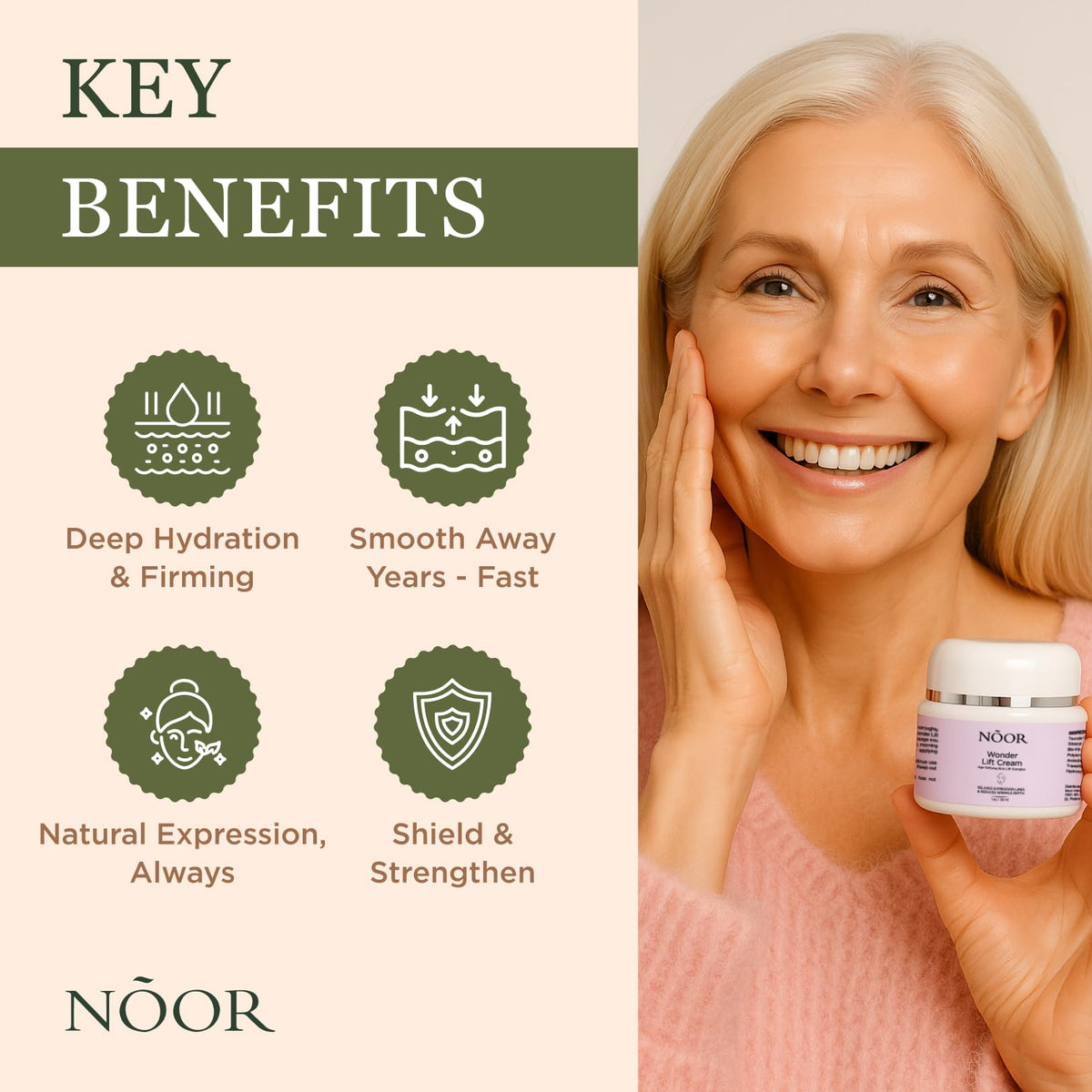 NOOR HAIR cream texture on fingertip highlighting fast absorption and smooth finish