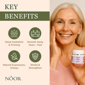NOOR HAIR cream texture on fingertip highlighting fast absorption and smooth finish