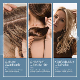 Nora Ross shampoo texture lather on hand demonstrating lightweight cleansing