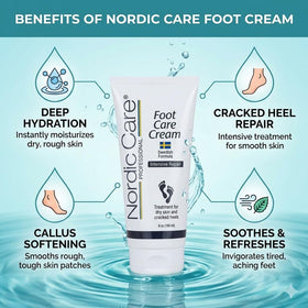 Nordic Care foot cream used with socks for overnight intensive hydration and repair