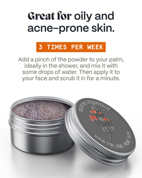Norse Organics scrub being applied in shower showing easy three-times-weekly use