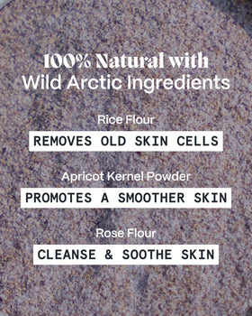 Norse Organics rose petals and botanicals highlighting soothing ingredients