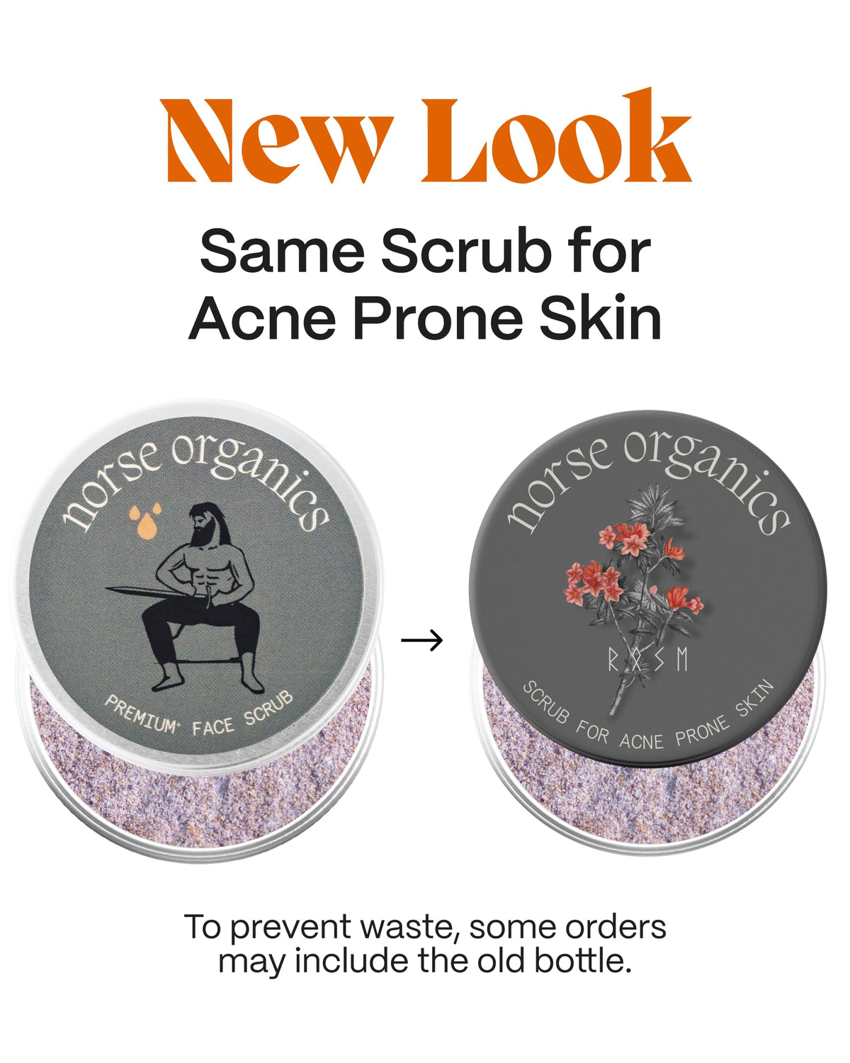 Norse Organics powder close-up revealing grain texture for gentle exfoliation