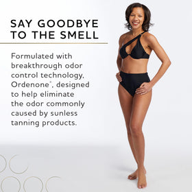 Norvell application on leg demonstration showing smooth, even bronzing in progress