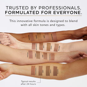Norvell before-and-after swatch on arm showing natural warm bronze