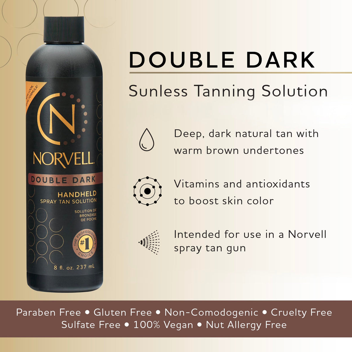 Norvell Double Dark back label with directions and ingredient clarity benefit