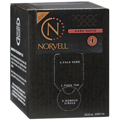 Norvell front label on 1 liter bottle showing product name and rapid tan benefit