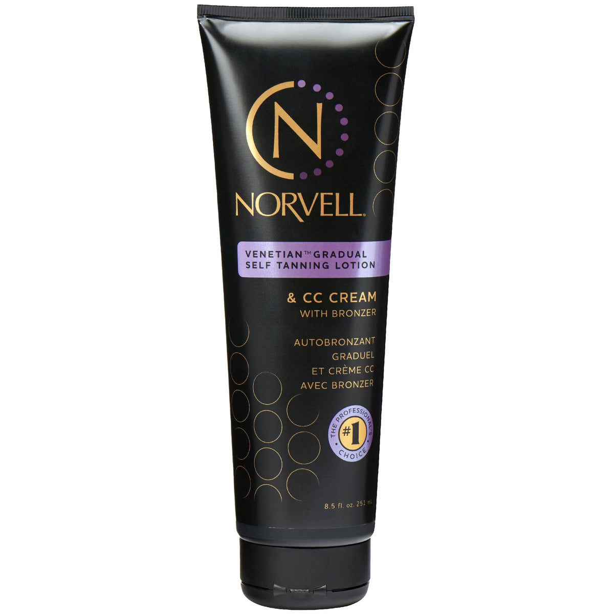 Norvell front packaging showing Venetian lotion and quick benefit