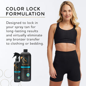 Norvell on model displaying smooth, extended sunless tan