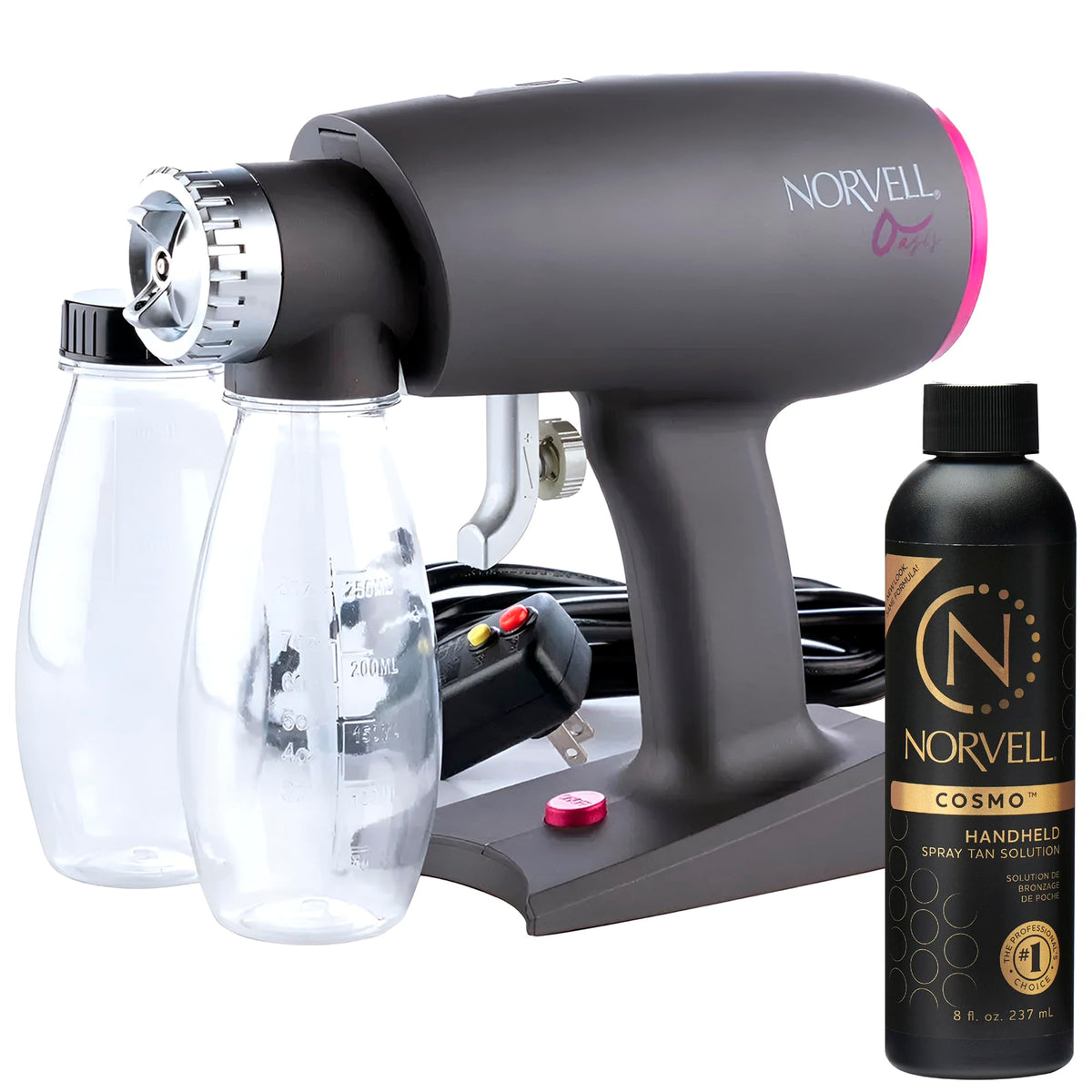 Norvell Oasis front view handheld sprayer showing compact portability and salon styling