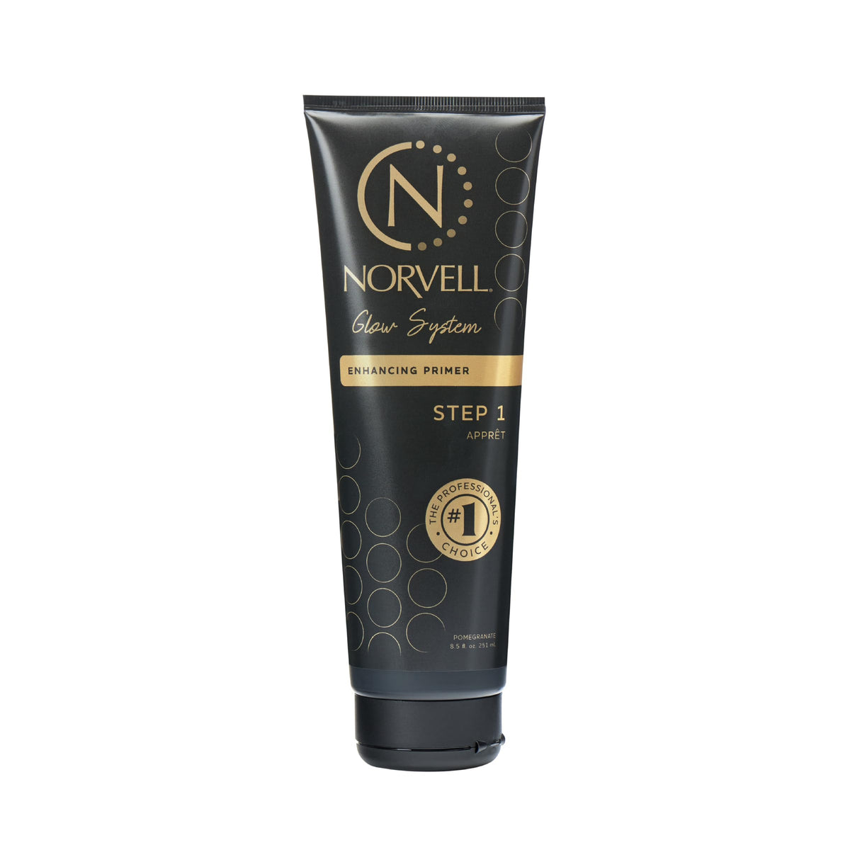 Norvell pre-tan primer front packaging showing bottle and branding for reliable prep