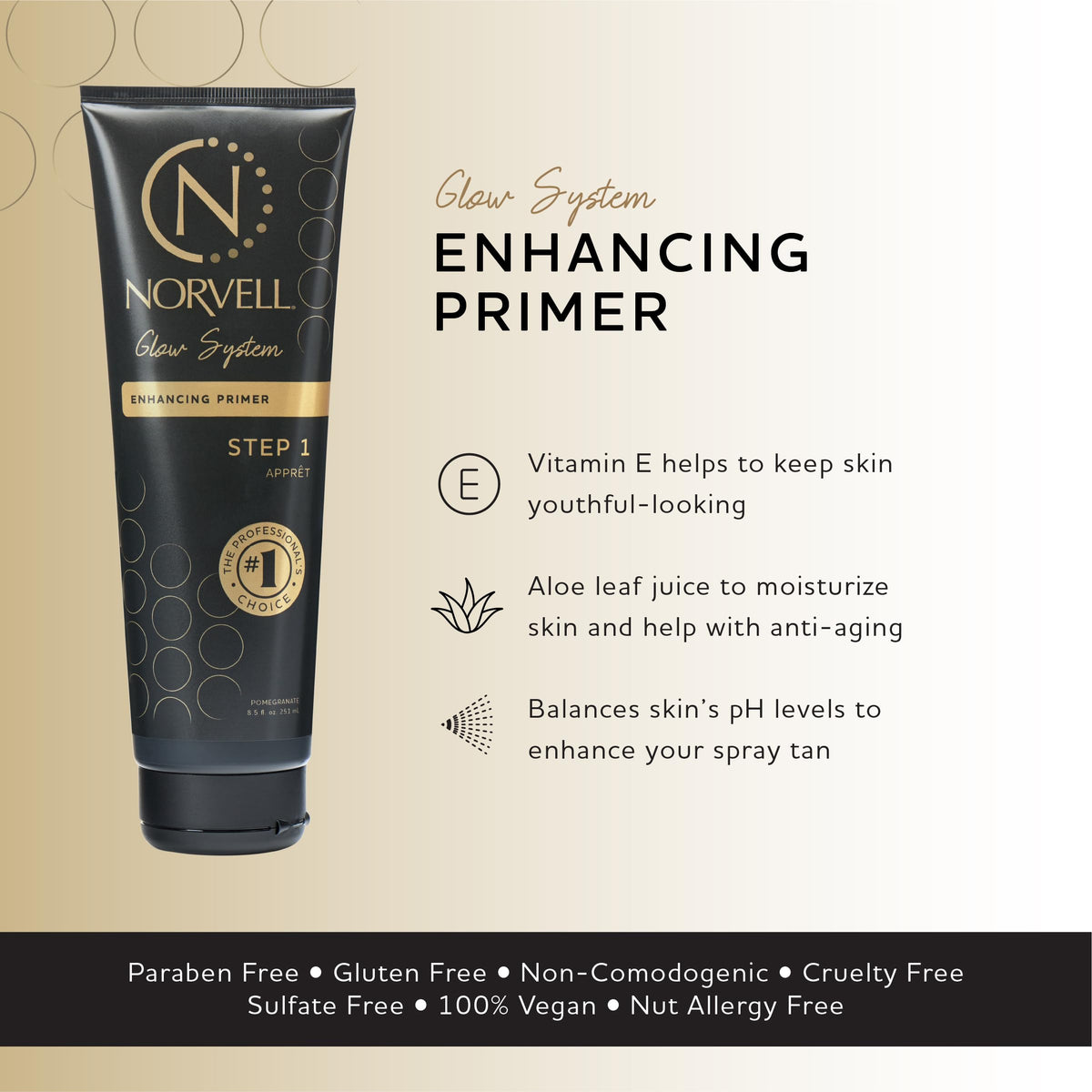 Norvell primer open cap texture close-up showing lightweight lotion for even spread