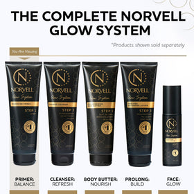Norvell primer being dispensed from pump into hand for easy application benefit