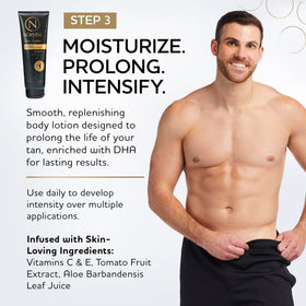 Norvell before and after skin swatch displaying smoother, even tan