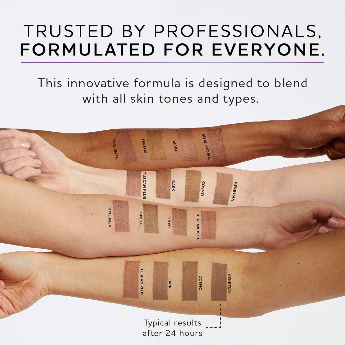 Before and after comparison using Norvell Venetian showing deeper, balanced tan