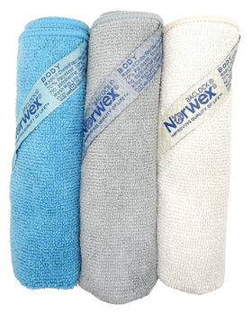 Norwex microfiber texture close-up highlighting dense fibers and BacLock odor-reducing agent