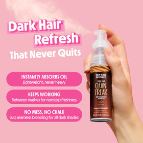Not Your Mother's application on dark roots with fingers demonstrating targeted, mess-free refresh