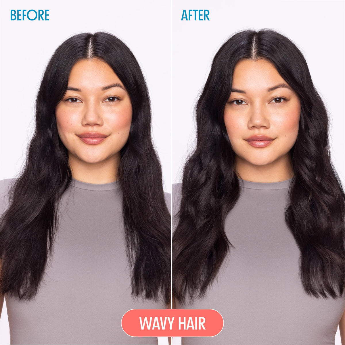Not Your Mother's foam being applied to damp hair for soft waves