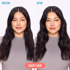 Not Your Mother's foam being applied to damp hair for soft waves
