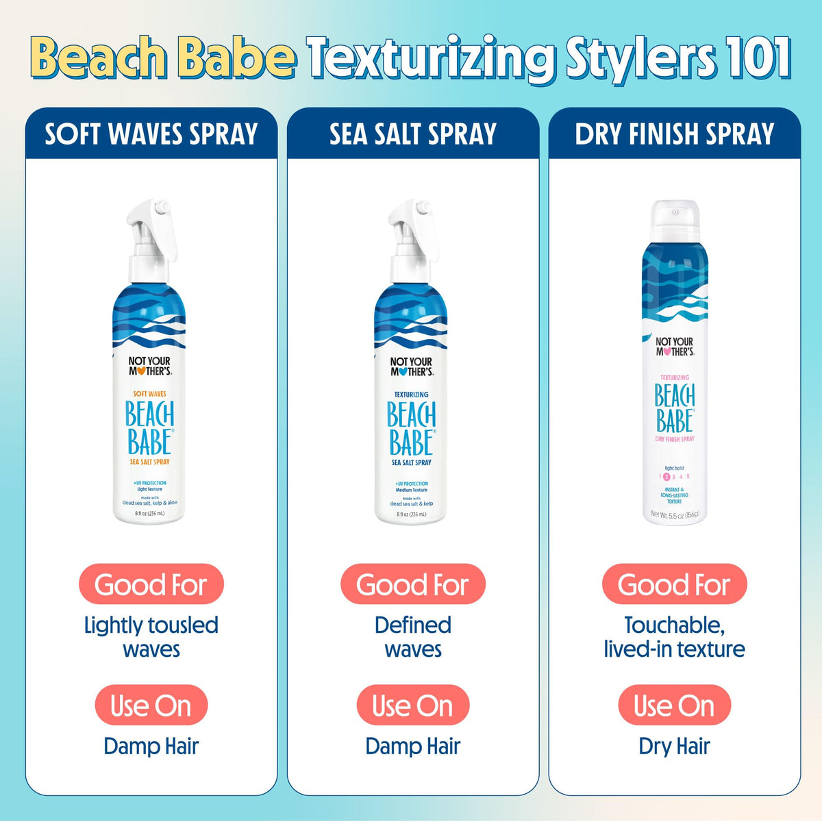 Not Your Mother's lifestyle beach shot conveying carefree, scented results