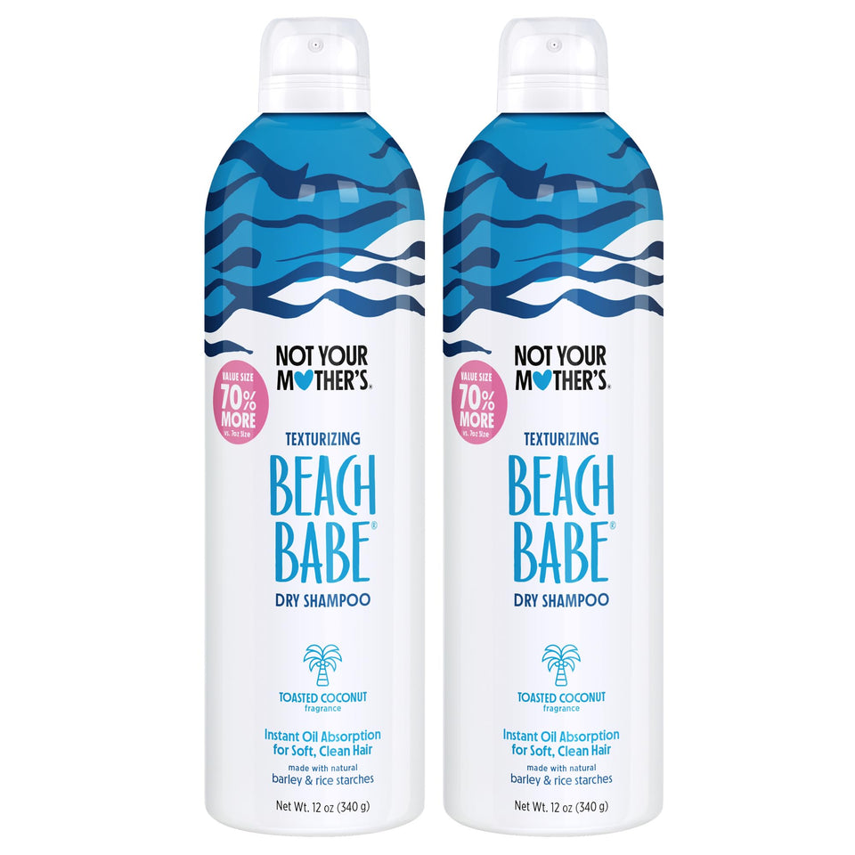 Not Your Mother's front packaging showing two jumbo dry shampoo cans and label benefits