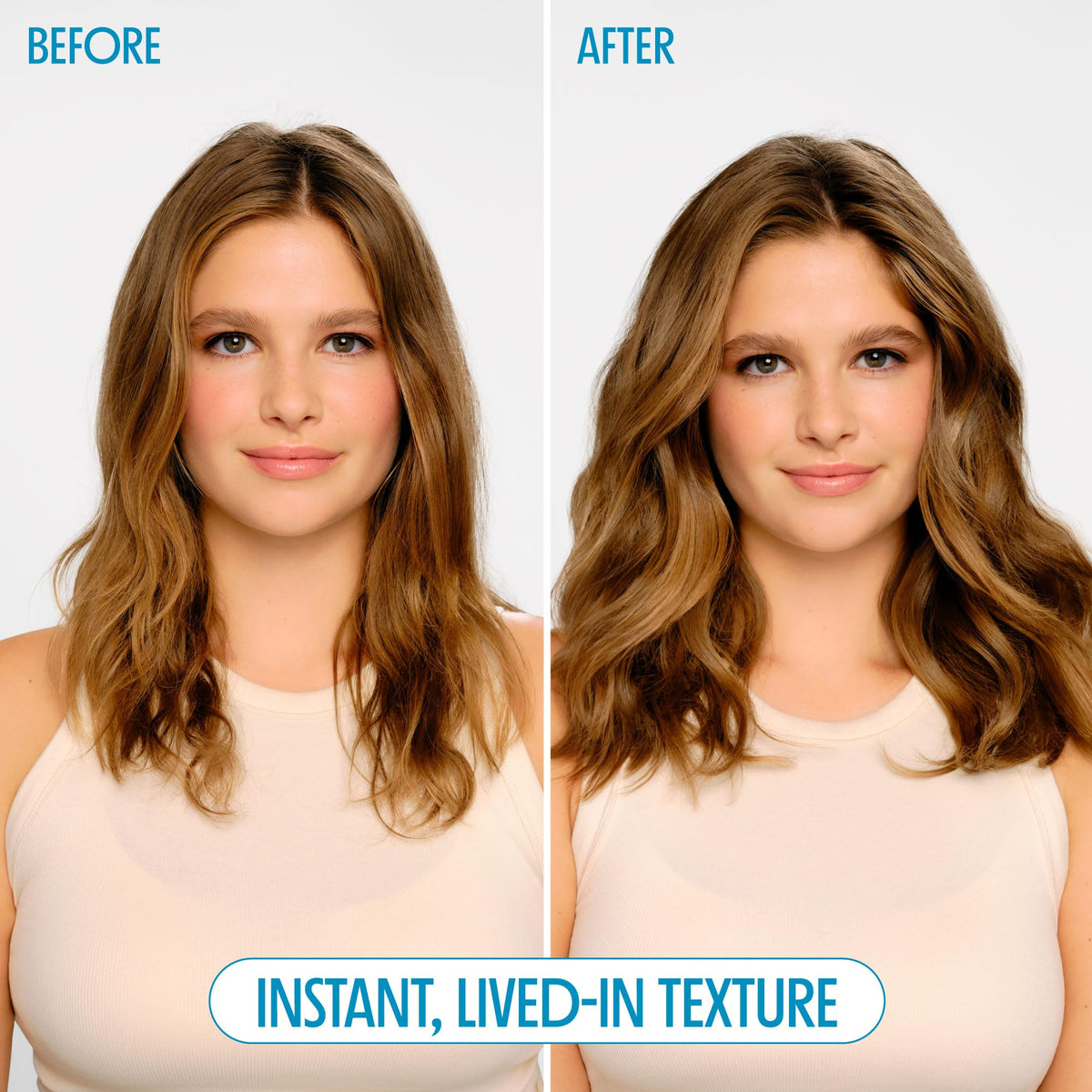 Not Your Mother's on model with beachy waves showing natural separation