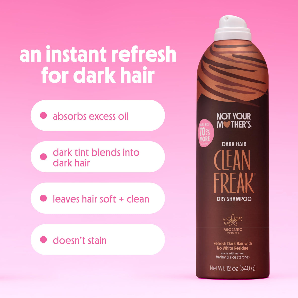Not Your Mother's spray nozzle close-up showing easy application benefit