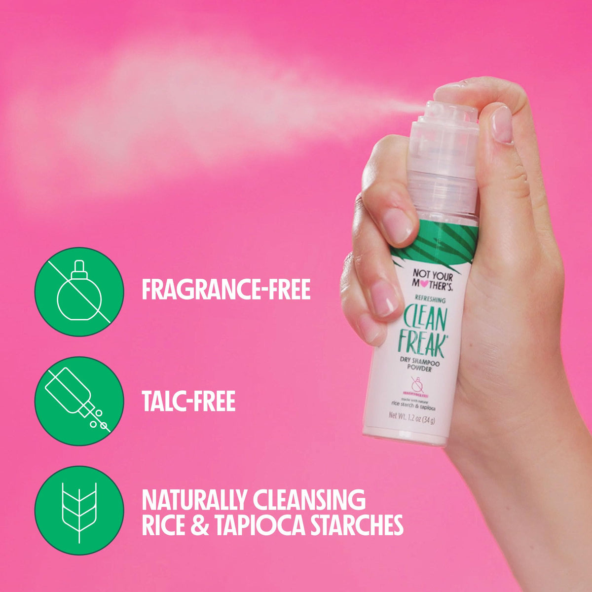 Not Your Mother's powder texture on fingertip showing fine oil-absorbing starch