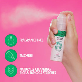 Not Your Mother's powder texture on fingertip showing fine oil-absorbing starch