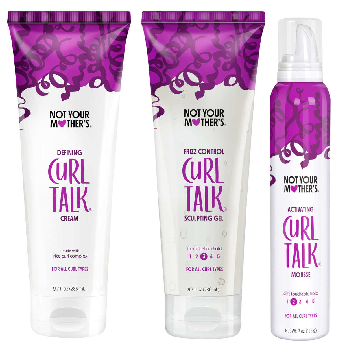 Not Your Mother's kit front packaging showing three products and benefits