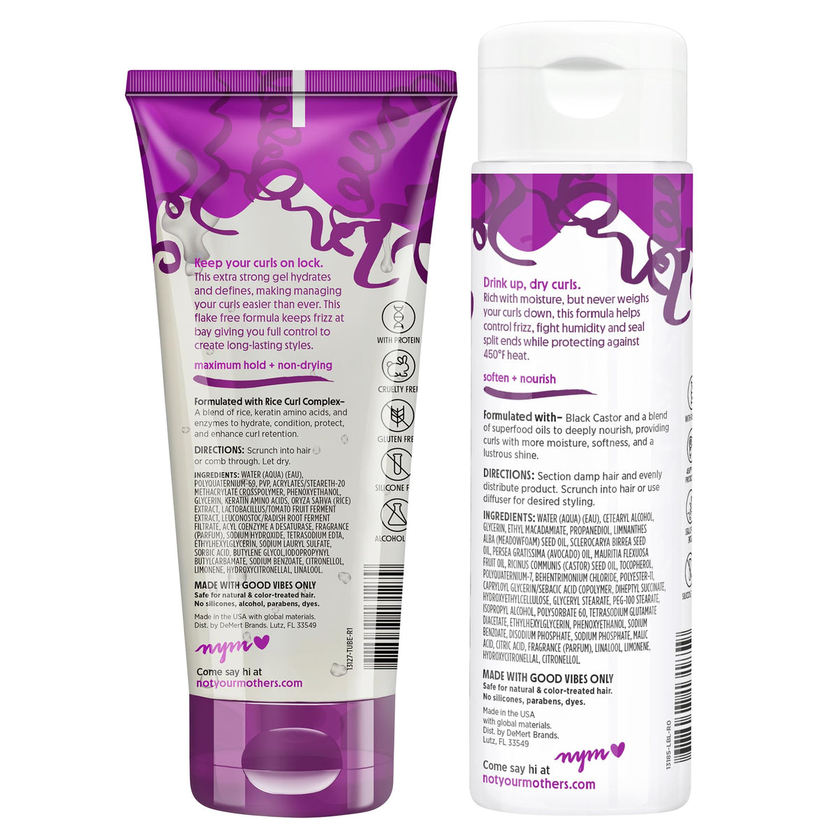 Not Your Mother's curly hair before and after using products demonstrating definition