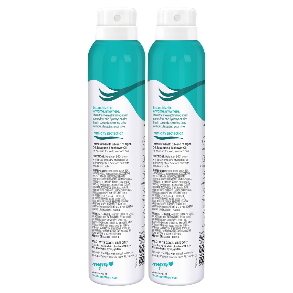Not Your Mother's spray tucked in a travel bag for on-the-go touch-ups
