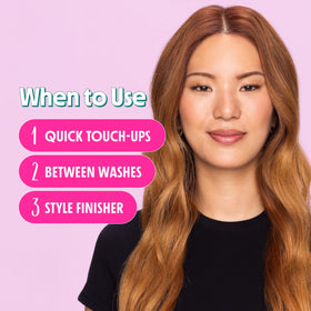 Not Your Mother's spray being applied to dry hair for instant frizz control