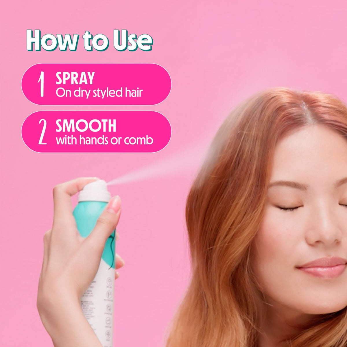Not Your Mother's bottle beside a flat iron showing heat protection use